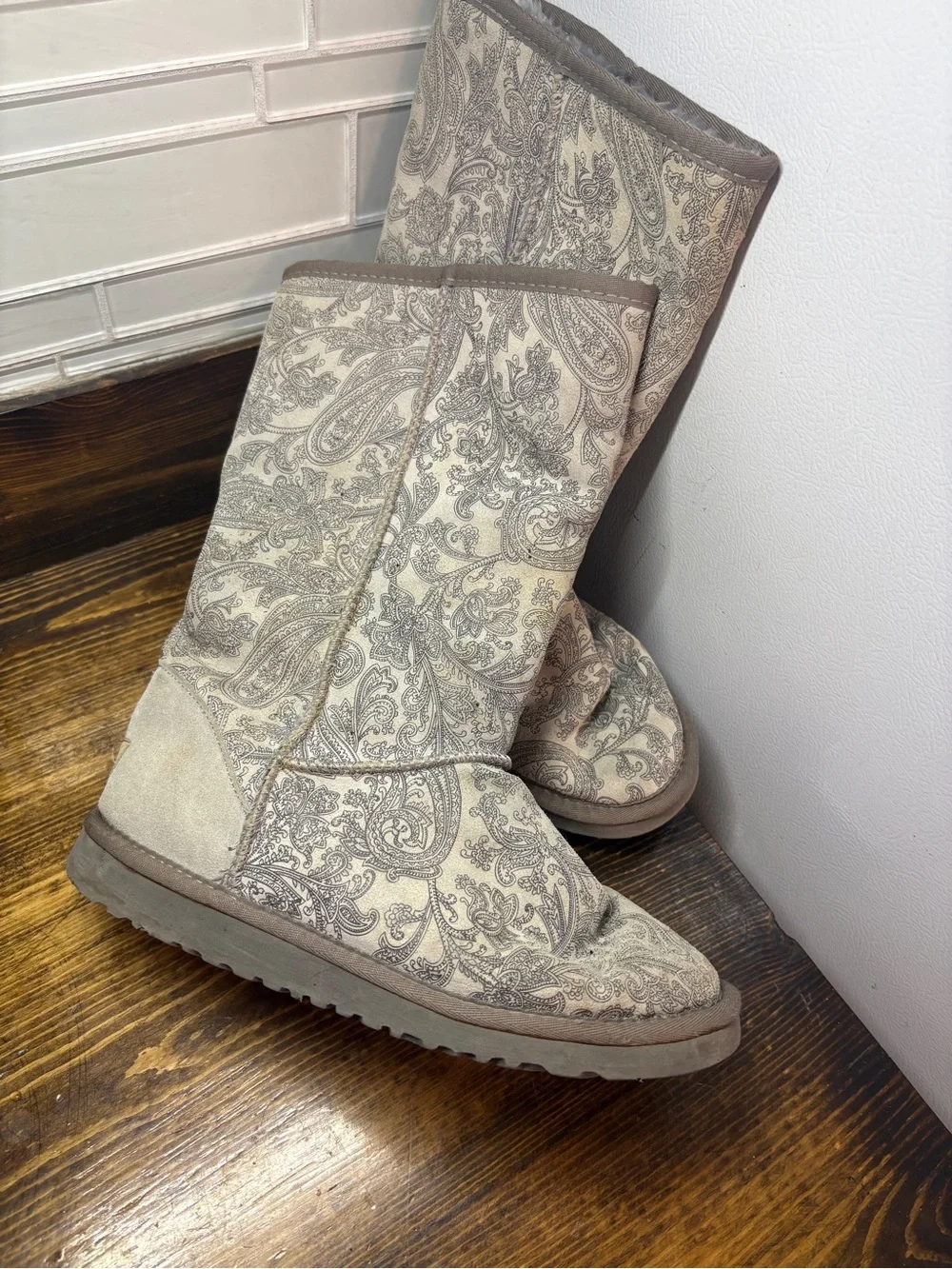 Ugg gray paisley tall boots size 8
